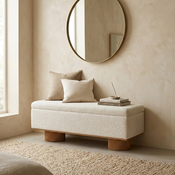 Bariloche Boucle Storage Upholstered Bench