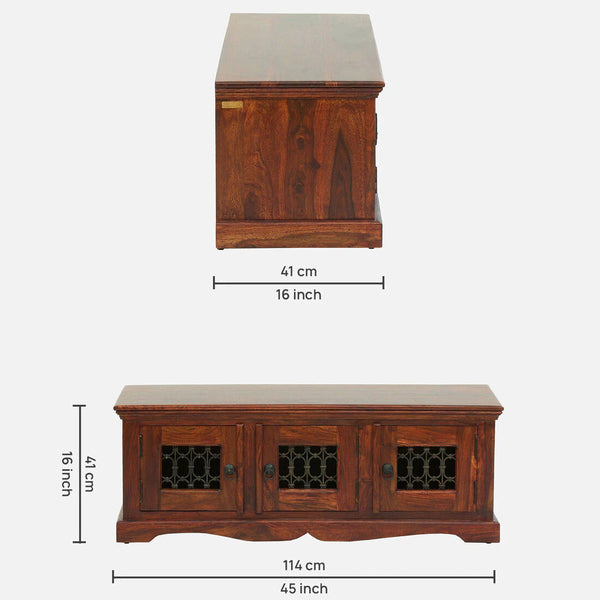 Bassonia Sheesham Wood Bench In Honey Oak Finish