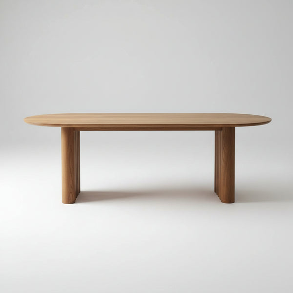 Belfast Solid Wood Oval Dining Table- Brown Finish