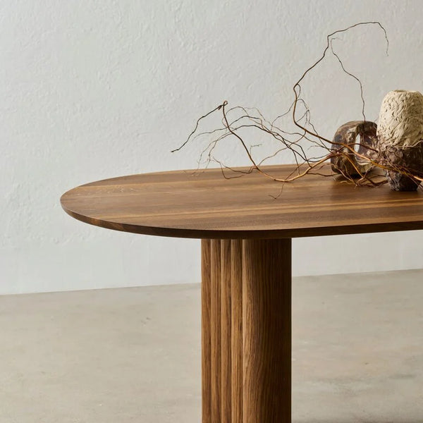 Belfast Solid Wood Oval Dining Table- Brown Finish