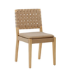 Berlin Rattan Solid Wood Dining Table Set Leather Chairs