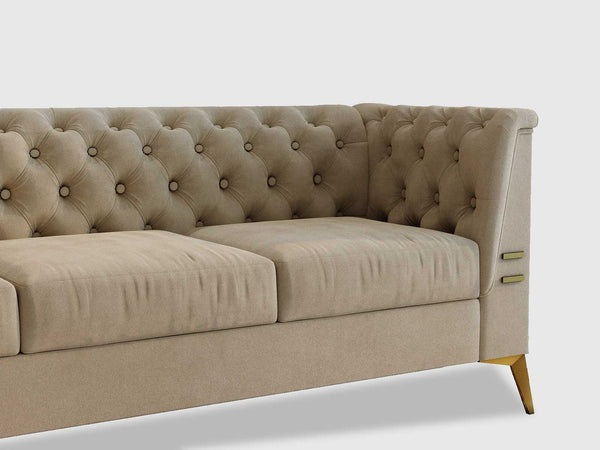 Chesterfield Premium Fabric Three Seater Sofa Grey