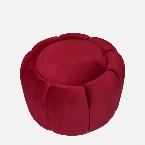 Bizana Tulip Fabric Ottoman in Red Colour