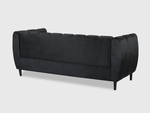 Elizabeth Premium Fabric Three Seater Black