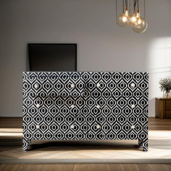 Bone Inlay Sideboard in Black & White