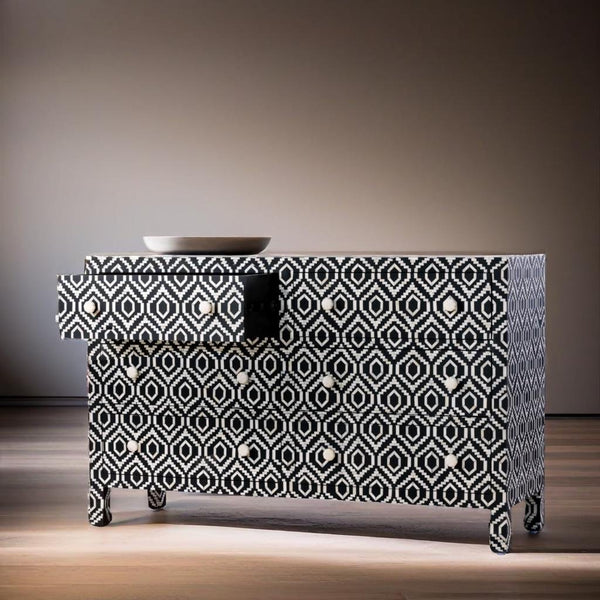 Bone Inlay Sideboard in Black & White
