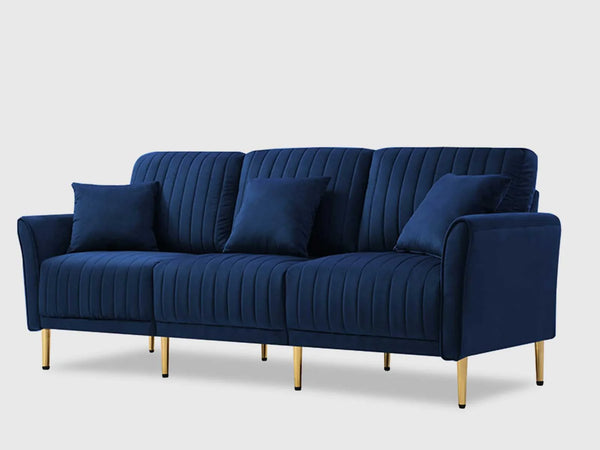 Elizabeth Premium Fabric Three Seater Navy Blue