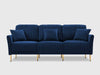 Elizabeth Premium Fabric Three Seater Navy Blue