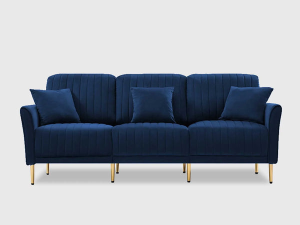 Elizabeth Premium Fabric Three Seater Navy Blue