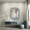 Floral Bone Inlay Wall Mirror Blue Finish