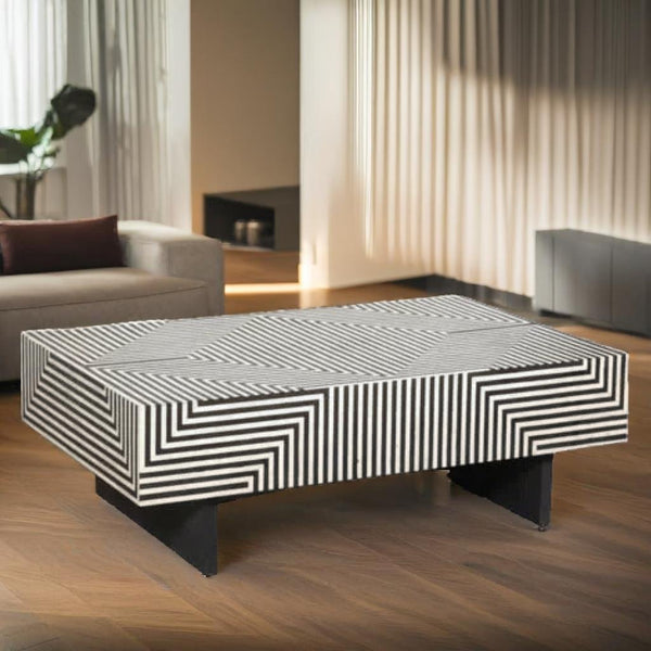 Bone Inlay Coffee Table Monochrome