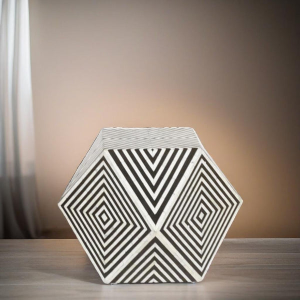 Bone Inlay Geometric Design Stool