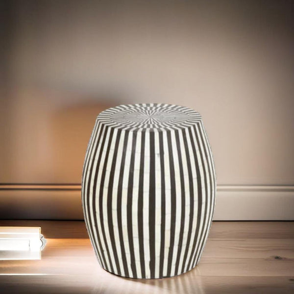 Bone Inlay Geometric Design Stool