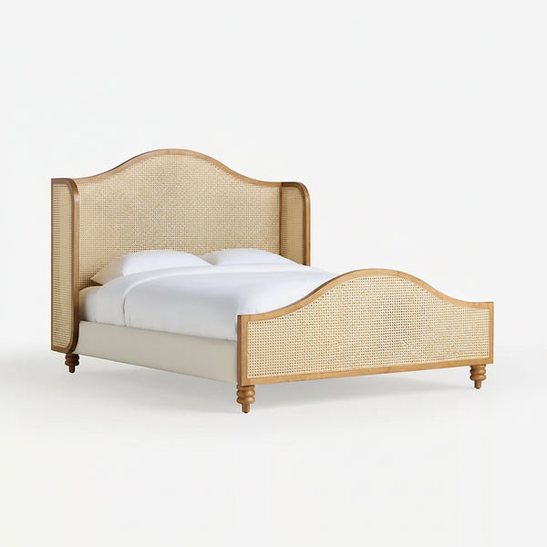 Bordeaux Solid Wood Rattan Bed -All Sizes