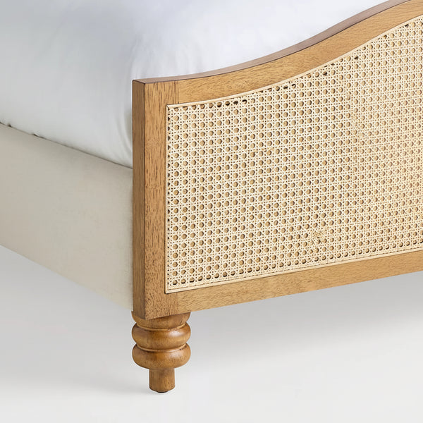 Bordeaux Solid Wood Rattan Bed -All Sizes