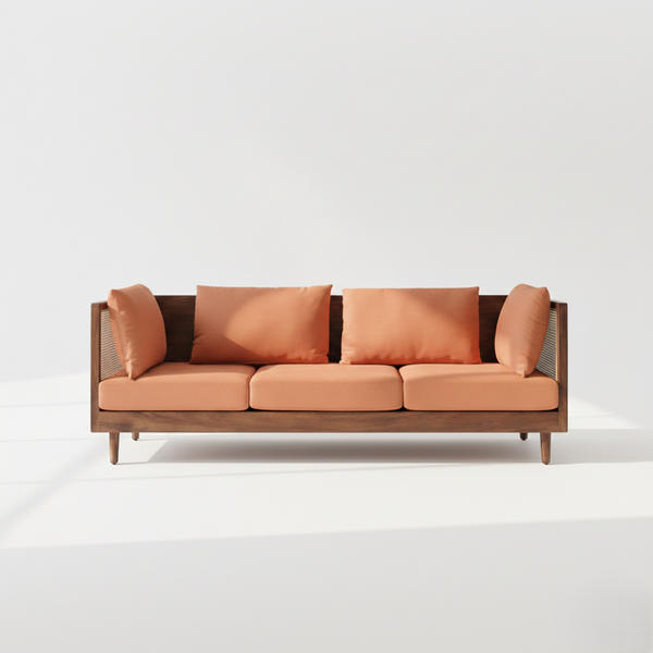 Borneo Rattan Solid Wood 3 Seater Sofa