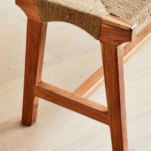 Bramley Classic Wood And Jute Woven Bench