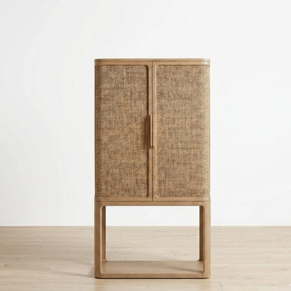Bravo Cane Oak Wood Bar Cabinet