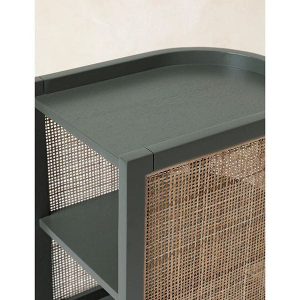 Bristol Cane Bedside Table In Sage