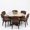Brownstone Wood Inlay Hexagon Dining Table Set-6 Seater