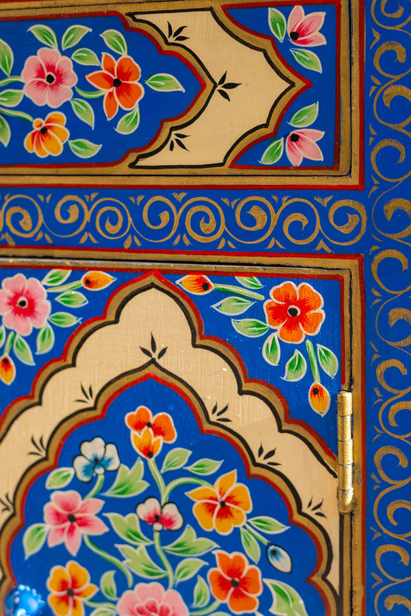 Hand Painted Mango Wood Cabinet for Storage