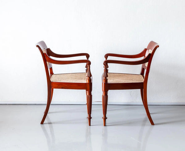 Traditional Classic Sheesham Wood Armchair with Cane