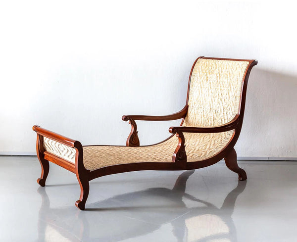 Traditional Luxurious Teakwood Easy Chair with Cane