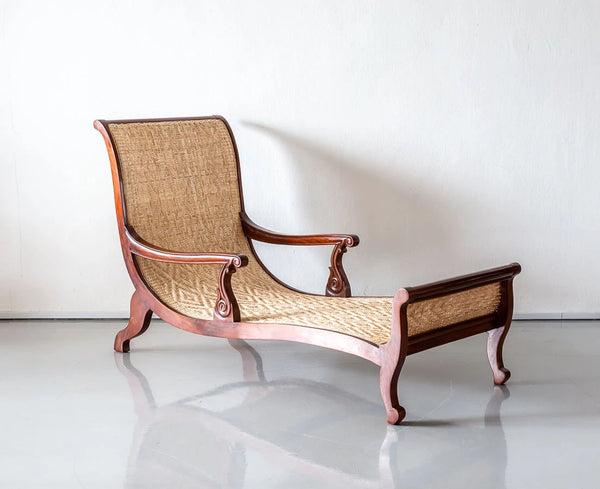 Traditional Luxurious Teakwood Easy Chair with Cane