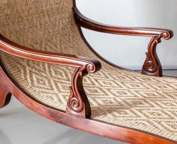 Traditional Luxurious Teakwood Easy Chair with Cane