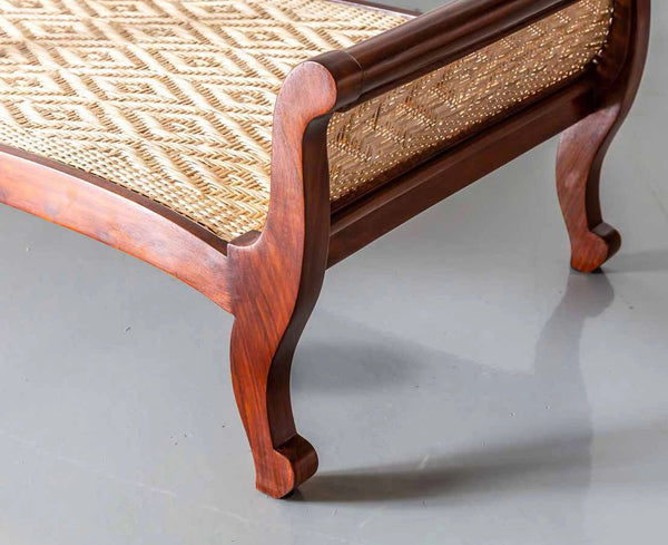 Traditional Luxurious Teakwood Easy Chair with Cane
