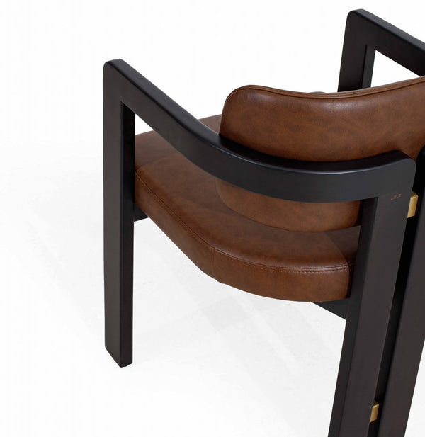 Modern Solid Wood Leather Arm Chair