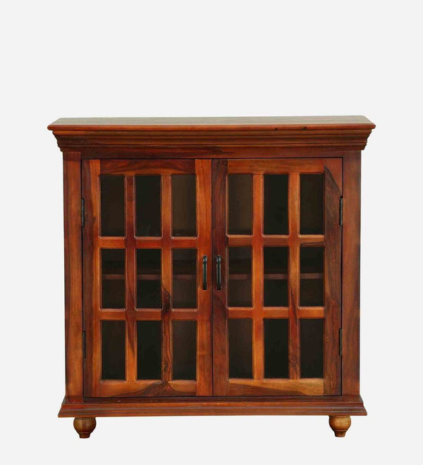 Classic Sheesham Wood Compact Crockery Unit In Honey Oak Finish