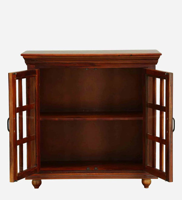 Classic Sheesham Wood Compact Crockery Unit In Honey Oak Finish