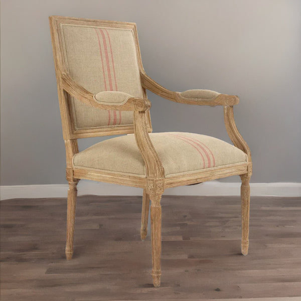 Cairns Khaki Wood Red Stripped Arm Chair