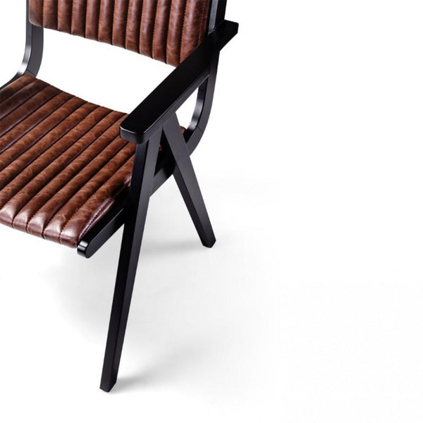 Caloundra Solid Wood Leather Arm Chair