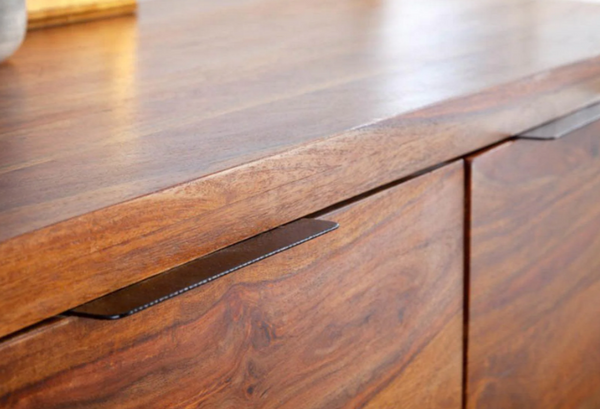 Classic Sheesham Wood Walnut Finish Sideboard With Metal Legs