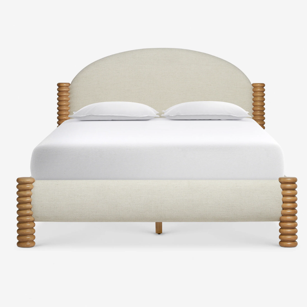 Cardiff Oak Wood Upholstered Bed-All Sizes