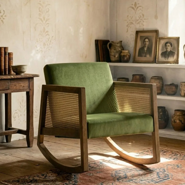 Carindale Solid Wood Rattan Rocking Armchair