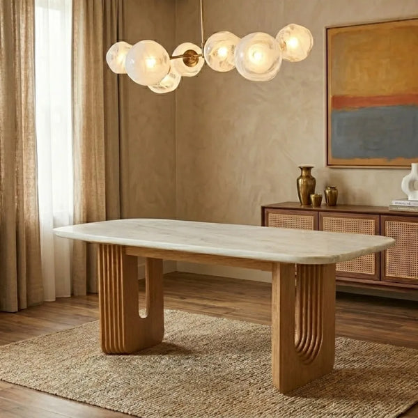 Carrickfergus Marble Table With Solid Wooden Base