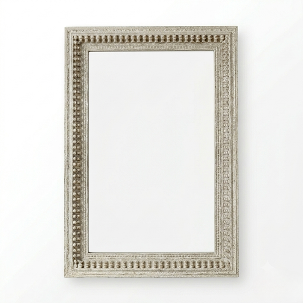 Modern Carved Mirror Frame - White Finish