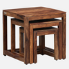 Castlebay Sheesham Wood Set of 3 Side Table In Rustic Teak