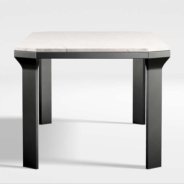Classic Wooden Marble Dining Table - In Black Finish