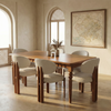 Celine Solid Wood Dining Table Set With Boucle Chairs - 4 Seater, 6 Seater - All Sizes