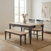 Charcoal Solid Wood 6 Seater Dining Table Set