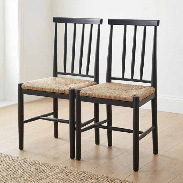 Charcoal Solid Wood 6 Seater Dining Table Set