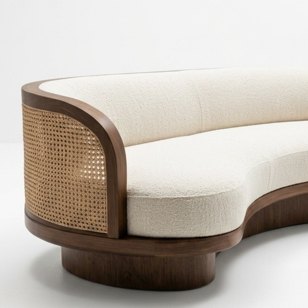 Cherryville Solid Wood 3 Seater Rattan Sofa