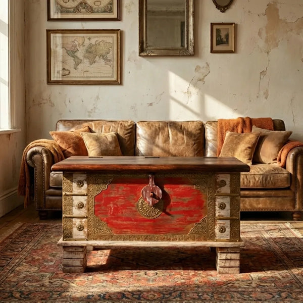 Chittorgarh Solid Wood Trunk In Distress Finish