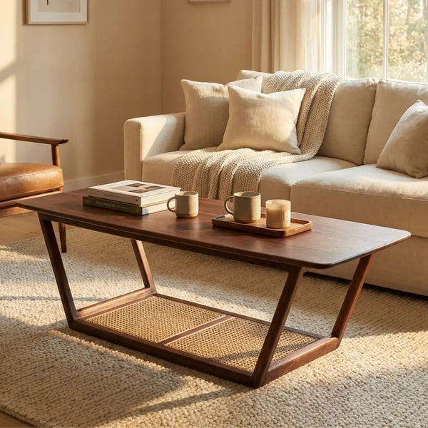 Clarksville Rattan Sheesham Wood Coffee Table