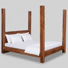 Clovis Sheesham Wood Poster Bed In Honey Finish