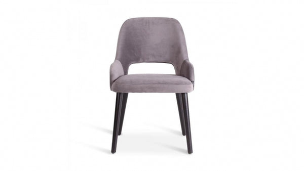 Modern Solid Wood With Fabric Dining Chair - Grey Finish